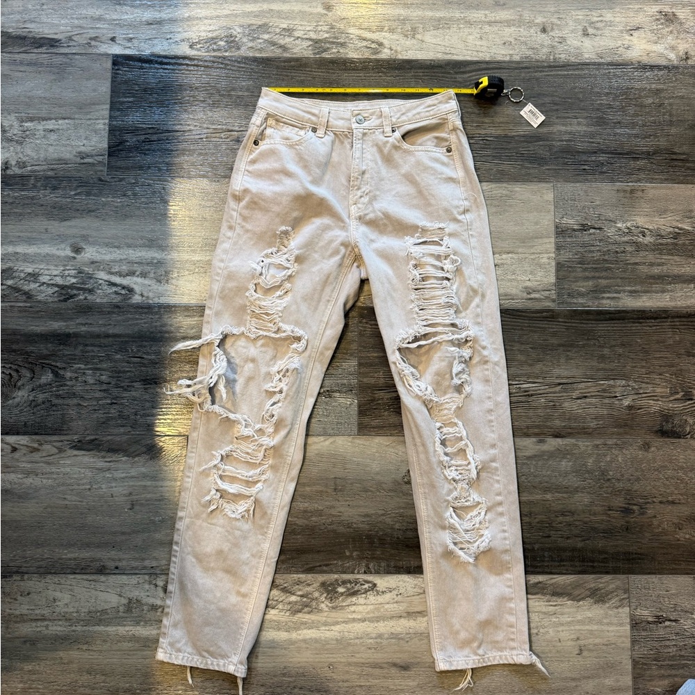 American Eagle Outfitters Distressed Gray Straight Leg Jeans